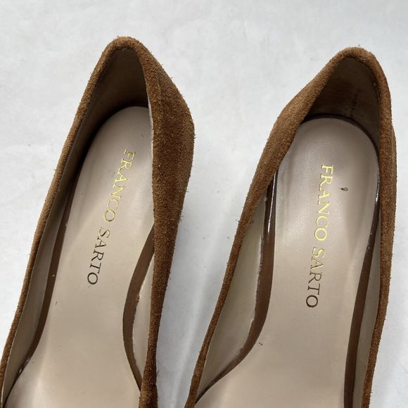 Franco Sarto Womens 8 Desert Camel Suede Zinc Embellished Suede Wedge Tan Brown - Picture 7 of 10